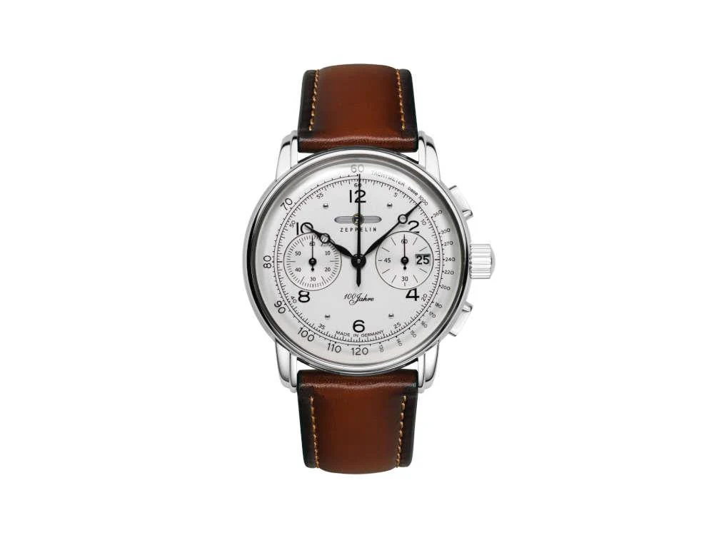 Zeppelin 100 Years Zeppelin Ed. 1 Quartz Watch, White, 42 mm, Day, 8676-1