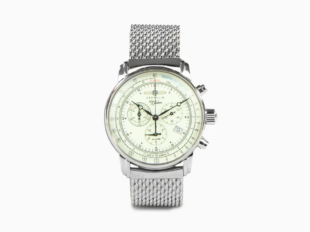Zeppelin 100 Years Zeppelin Ed. 1 Watch, Beige, 42 mm, Day, Mesh strap, 8680M-3 - Image 2