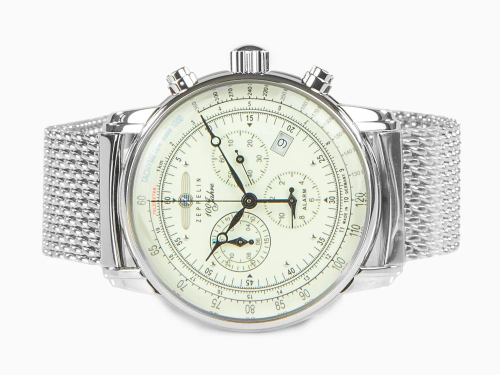 Zeppelin 100 Years Zeppelin Ed. 1 Watch, Beige, 42 mm, Day, Mesh strap, 8680M-3 - Image 7