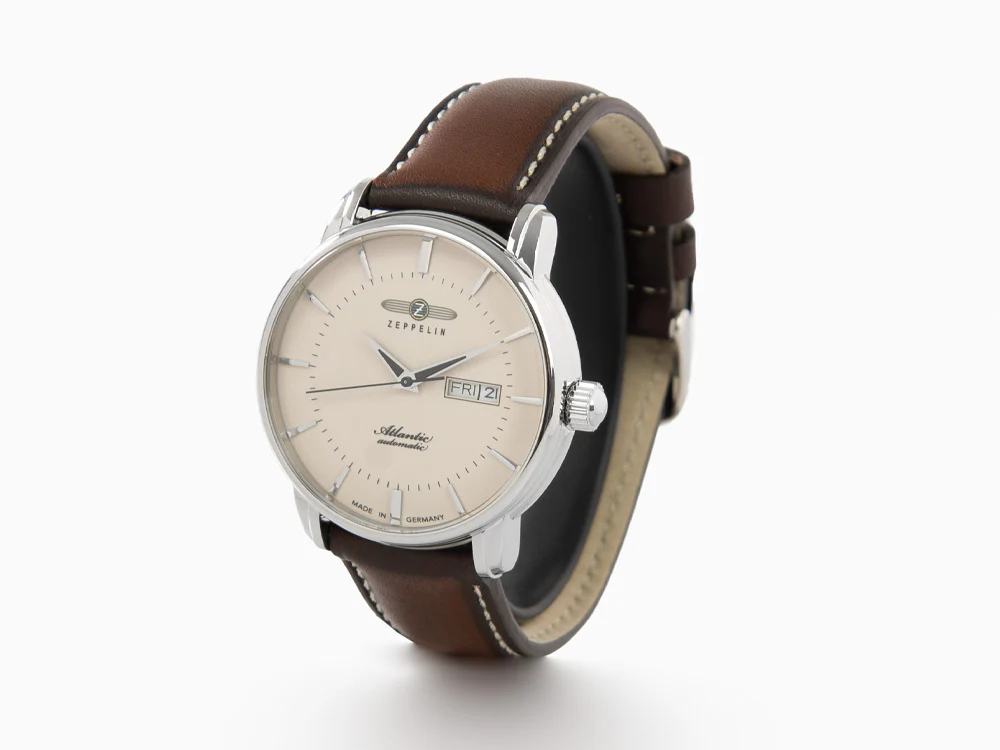 Zeppelin Atlantic Automatic Watch, Beige, 41 mm, Day and date, Leather, 8466-5 - Image 4