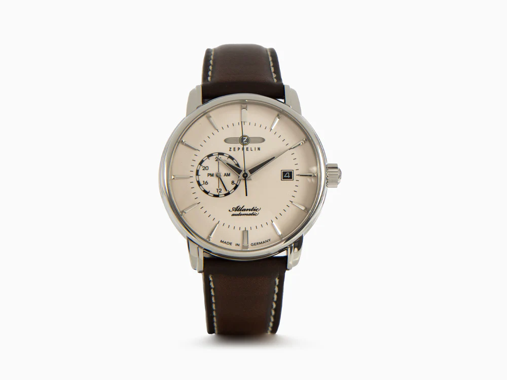 Zeppelin Atlantic Automatic Watch, Beige, 41 mm, Day, Leather strap, 8470-5 - Image 2