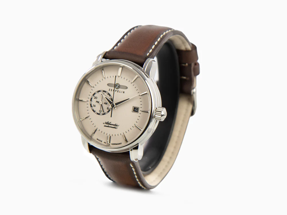 Zeppelin Atlantic Automatic Watch, Beige, 41 mm, Day, Leather strap, 8470-5 - Image 4