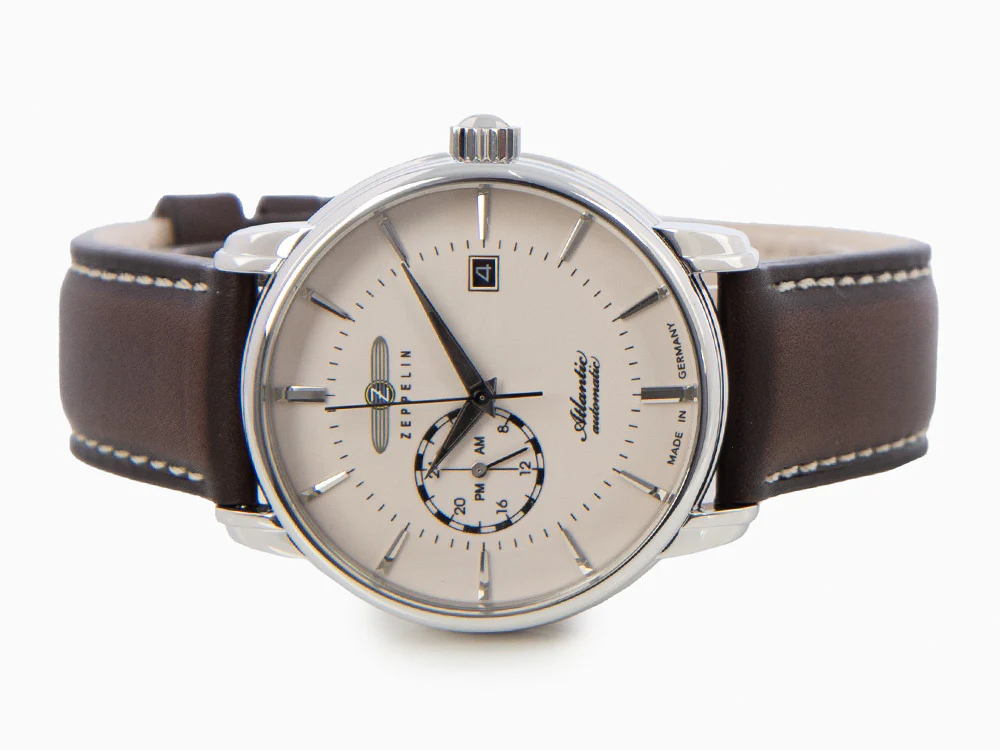 Zeppelin Atlantic Automatic Watch, Beige, 41 mm, Day, Leather strap, 8470-5 - Image 7