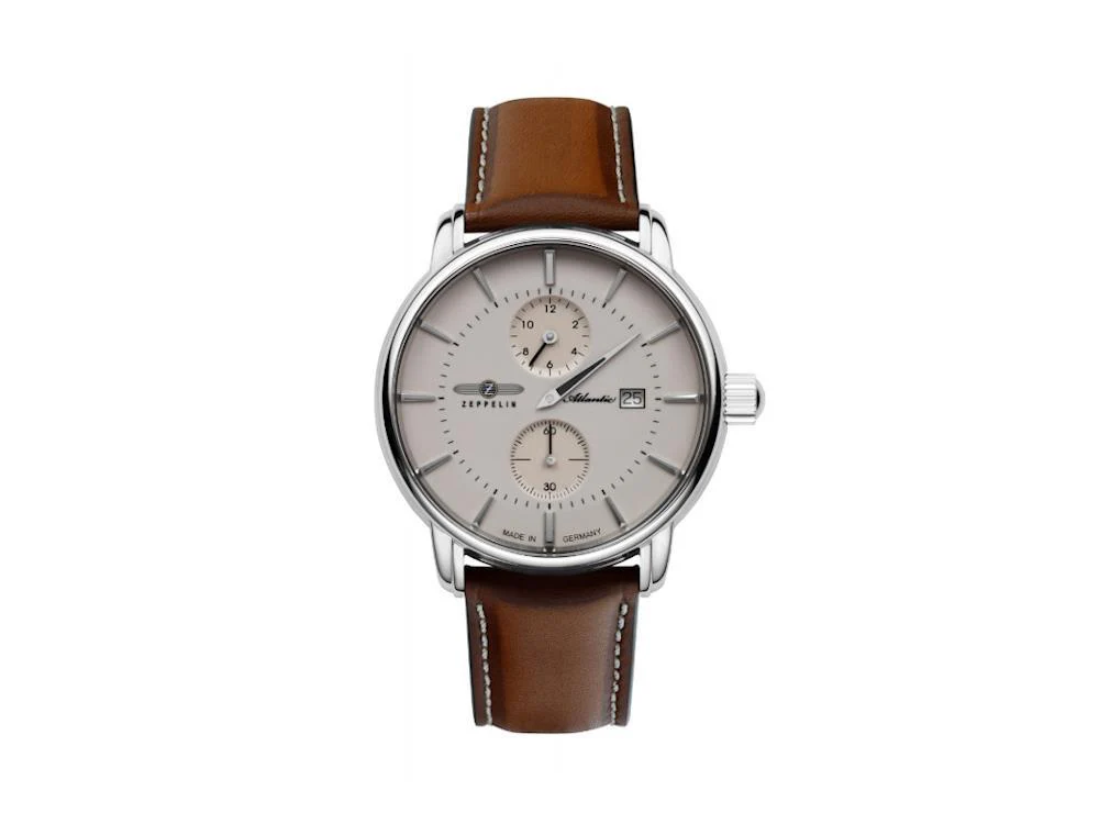 Zeppelin Atlantic Automatic Watch, Beige, 42 mm, Day, Leather strap, 8426-5