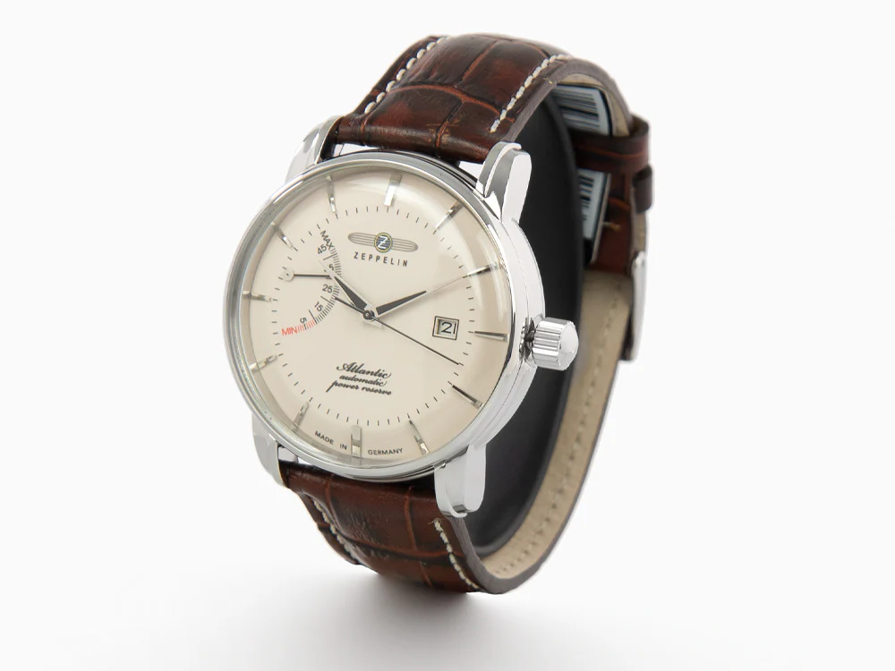 Zeppelin Atlantic Automatic Watch, Beige, 42 mm, Day, Leather strap, 8462-5 - Image 4