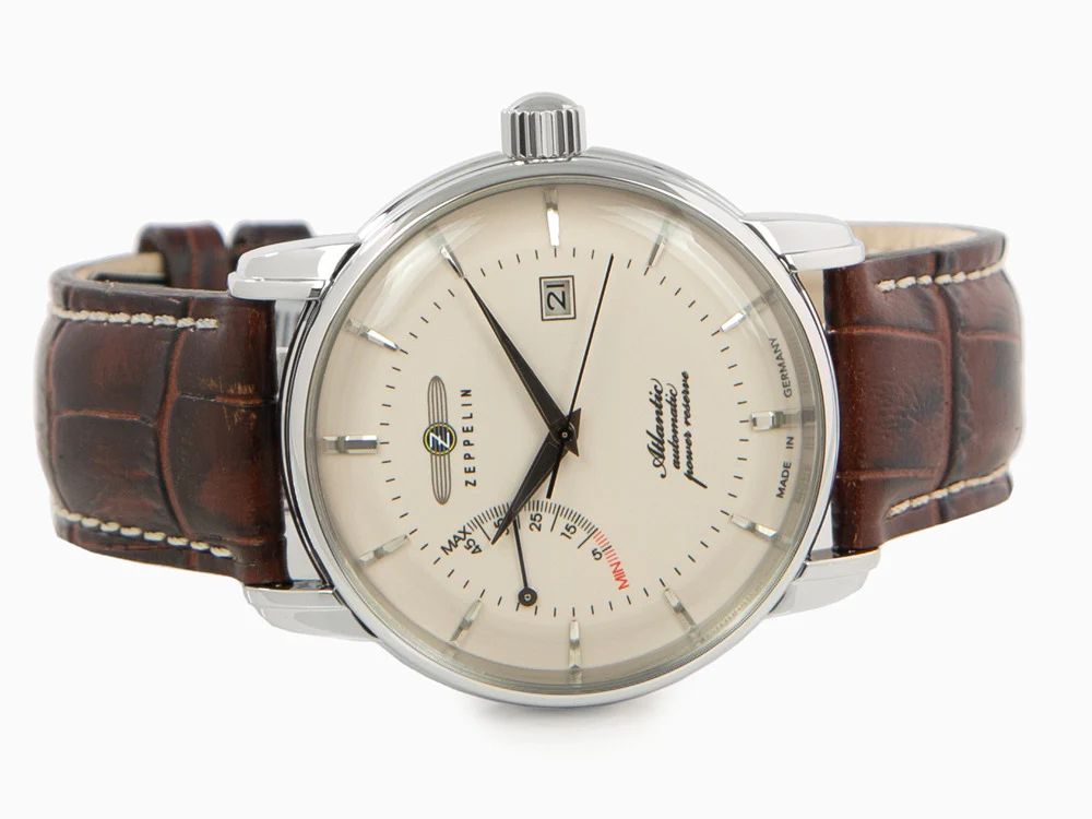 Zeppelin Atlantic Automatic Watch, Beige, 42 mm, Day, Leather strap, 8462-5 - Image 7