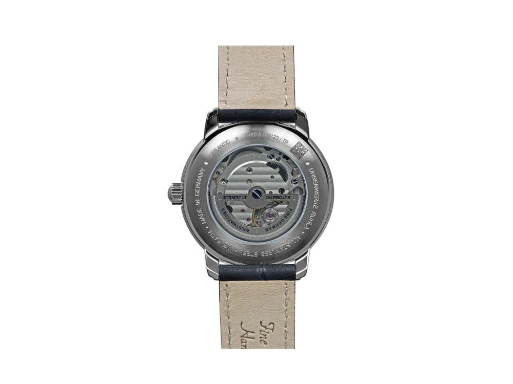 Zeppelin Atlantic Automatic Watch, Blue, 40 mm, Day, Leather strap, 8460-3 - Image 3