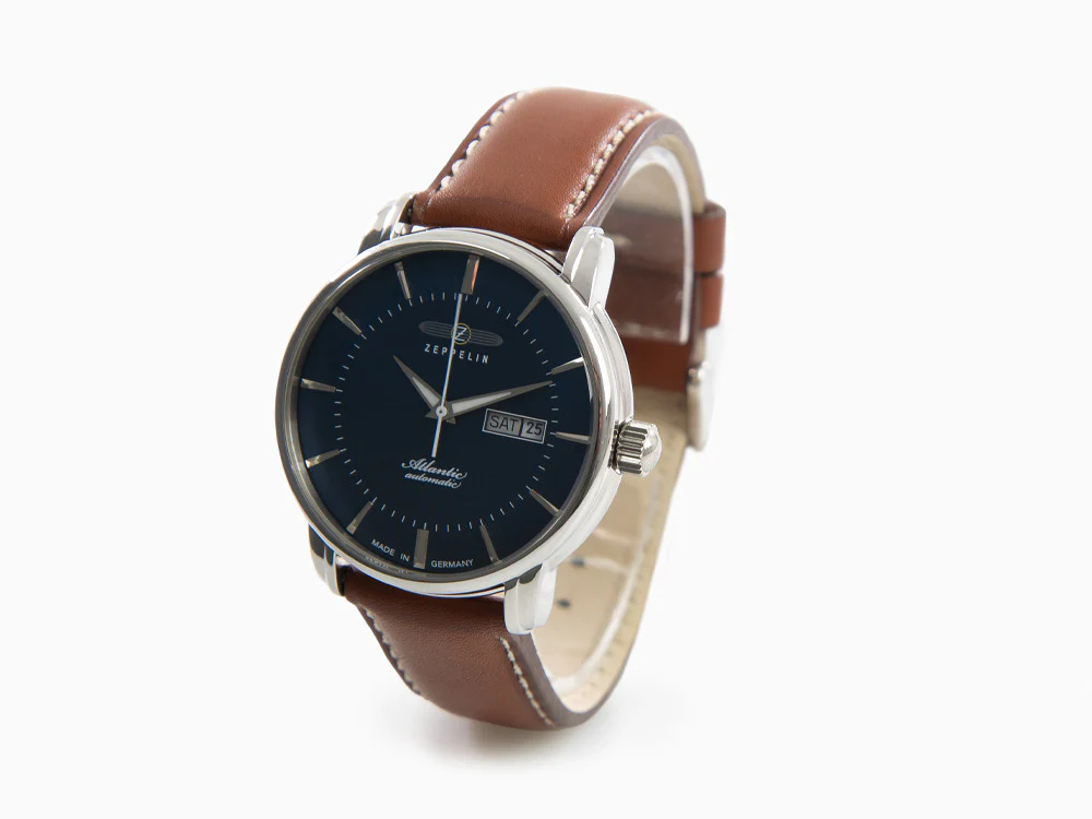 Zeppelin Atlantic Automatic Watch, Blue, 41 mm, Day and date, Leather, 8466-3 - Image 4