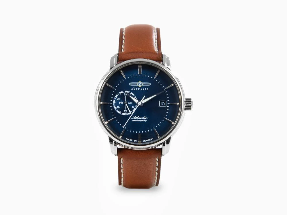 Zeppelin Atlantic Automatic Watch, Blue, 41 mm, Day, Leather strap, 8470-3 - Image 2