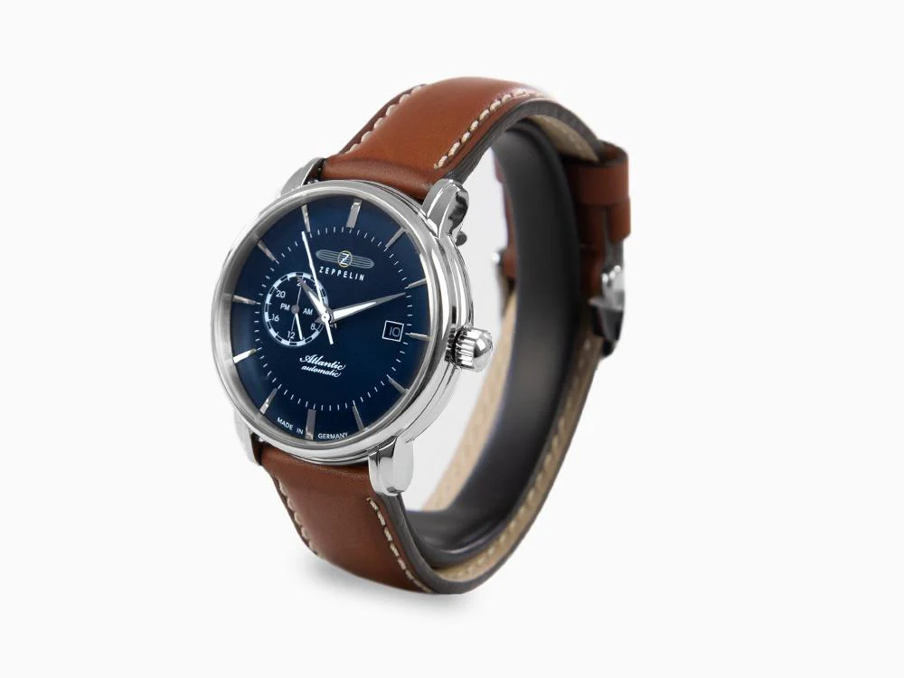 Zeppelin Atlantic Automatic Watch, Blue, 41 mm, Day, Leather strap, 8470-3 - Image 4
