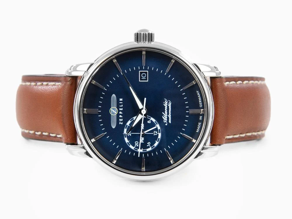 Zeppelin Atlantic Automatic Watch, Blue, 41 mm, Day, Leather strap, 8470-3 - Image 7