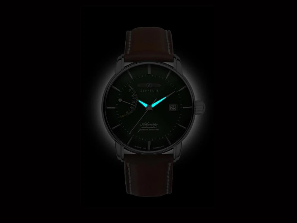 Zeppelin Atlantic Automatic Watch, Green, 41 mm, Day, Leather strap, 8462-4 - Image 3