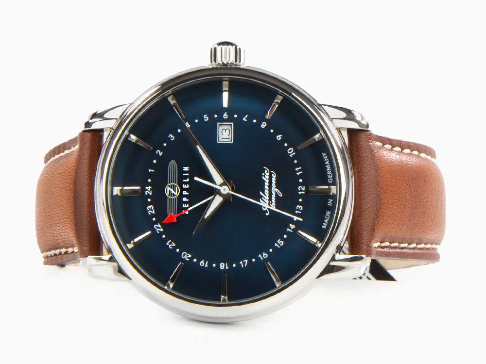 Zeppelin Atlantic Quartz Watch, Blue, 41 mm, Day, Leather strap, 8442-3 - Image 7