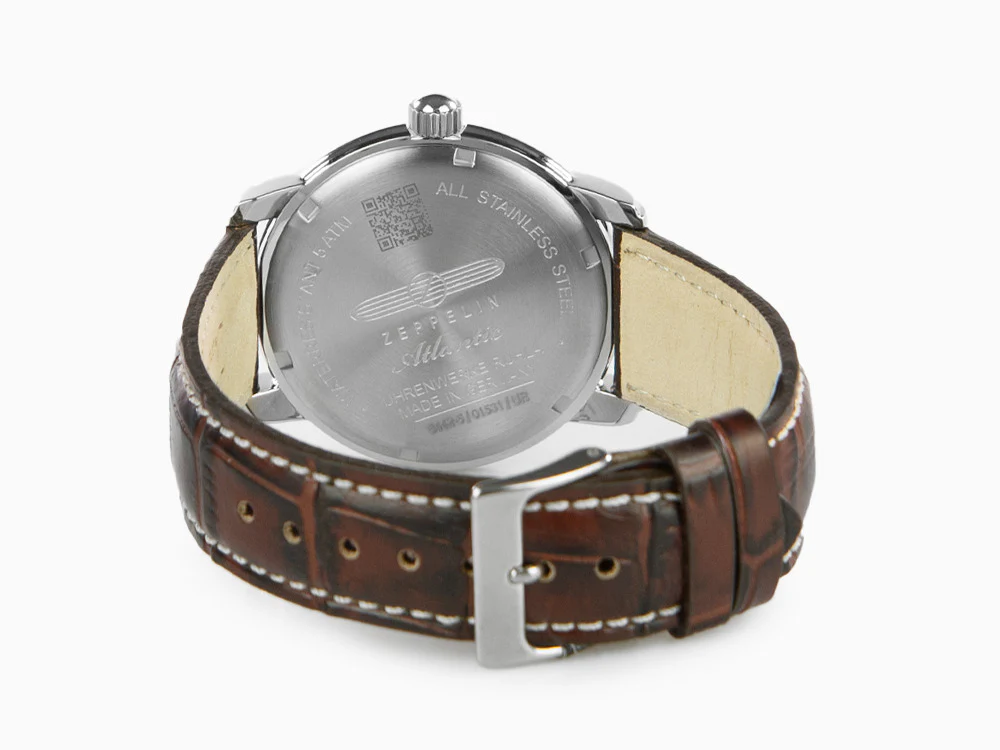 Zeppelin Atlantic Quartz Watch, White, 41 mm, Day, Leather strap, 8442-5 - Image 3