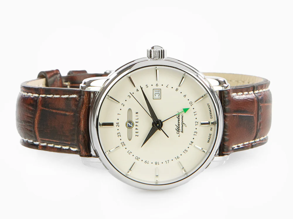Zeppelin Atlantic Quartz Watch, White, 41 mm, Day, Leather strap, 8442-5 - Image 7