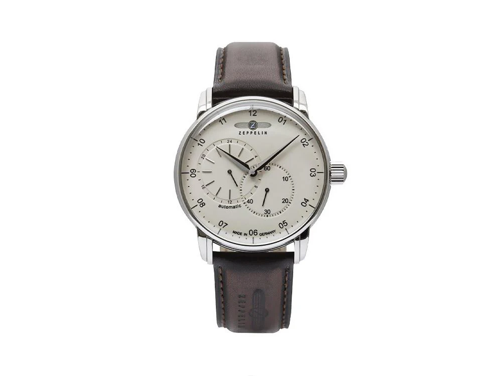 Zeppelin Captain Line Automatic Watch, Beige, 42 mm, Leather strap, 8662-5