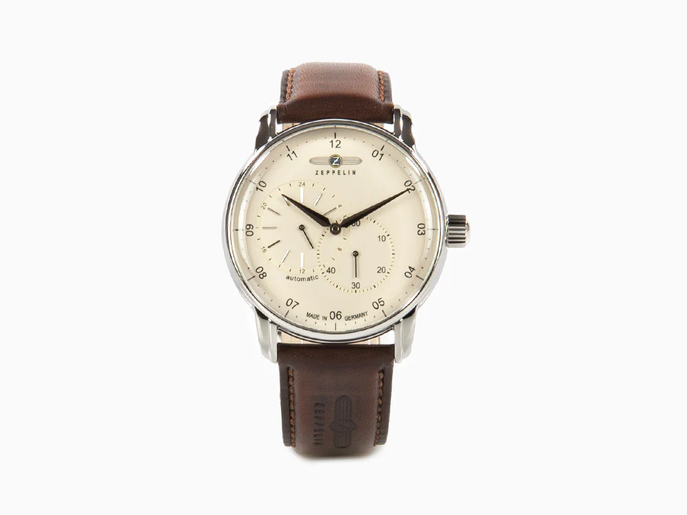 Zeppelin Captain Line Automatic Watch, Beige, 42 mm, Leather strap, 8662-5 - Image 2