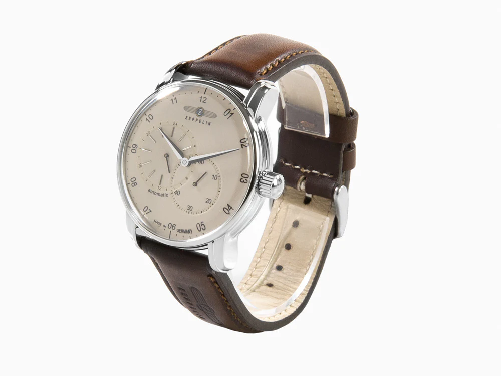 Zeppelin Captain Line Automatic Watch, Beige, 42 mm, Leather strap, 8662-5 - Image 4