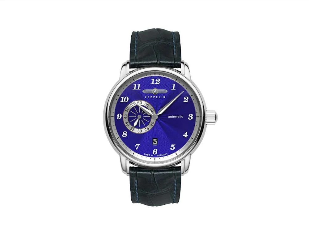 Zeppelin Captain Line Automatic Watch, Blue, 42 mm, Leather strap, 8604-3 - Image 2