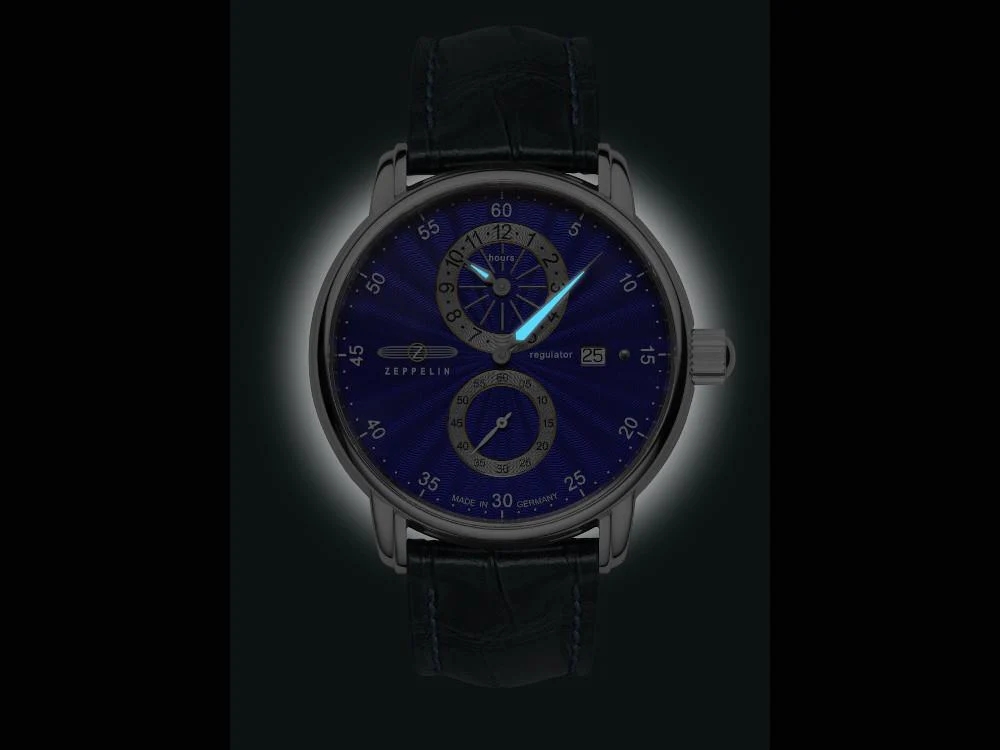 Zeppelin Captain Line Automatic Watch, Blue, 42 mm, Leather strap, 8626-3 - Image 4