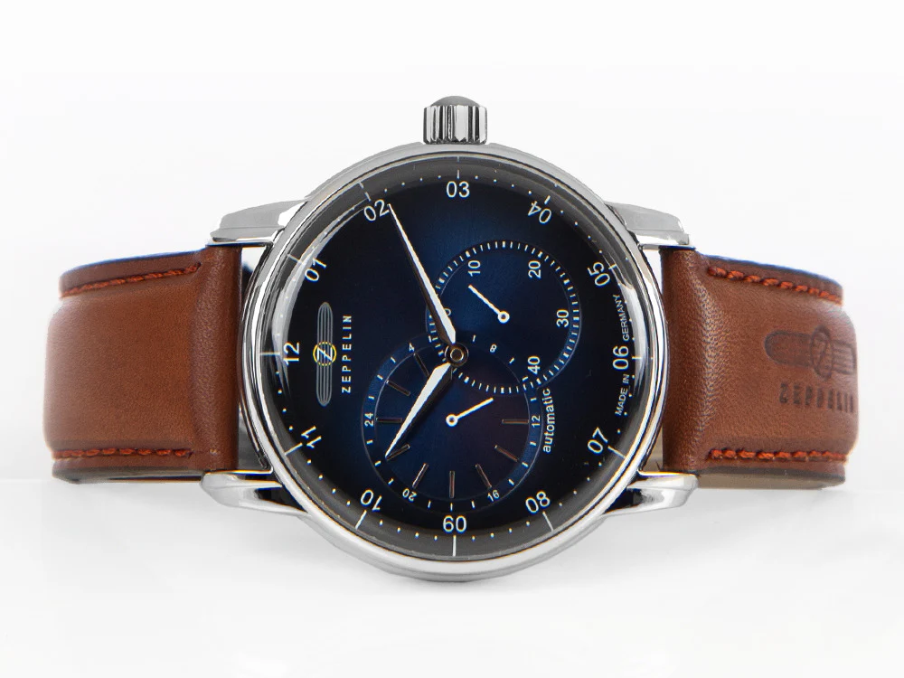 Zeppelin Captain Line Automatic Watch, Blue, 42 mm, Leather strap, 8662-3 - Image 7