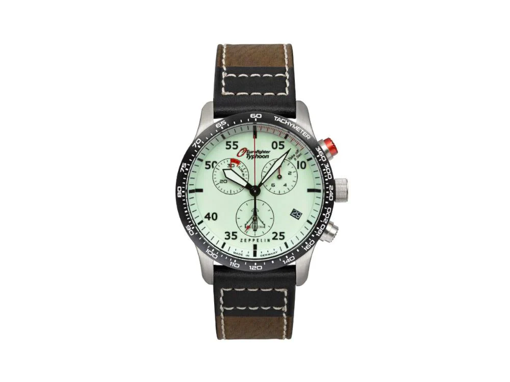 Zeppelin Eurofighter Quartz Watch, White, Day, Leather strap, 7298-5 - Image 9