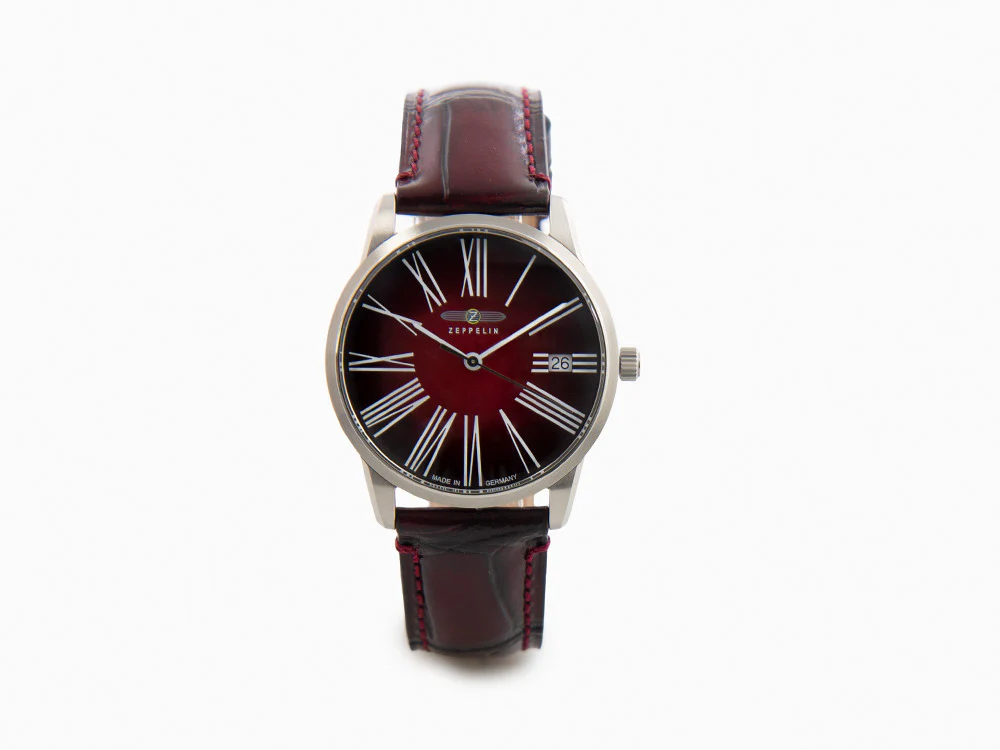 Zeppelin Flatline Lady Quartz Watch, Burgundy, 36 mm, 8345-5 - Image 2
