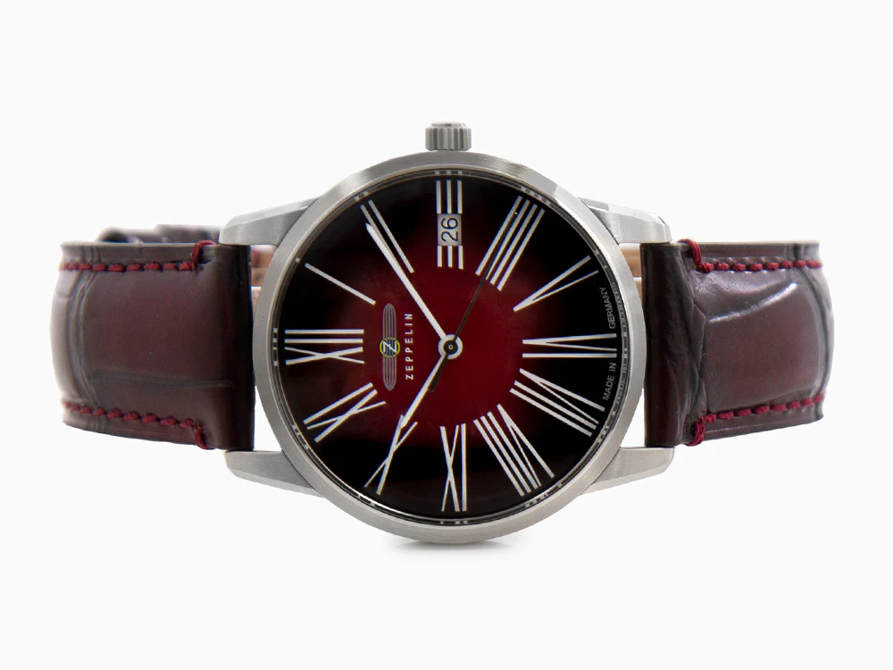 Zeppelin Flatline Lady Quartz Watch, Burgundy, 36 mm, 8345-5 - Image 7