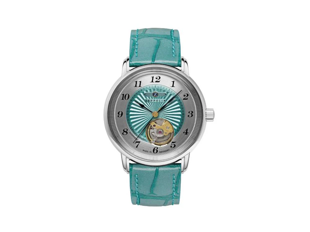 Zeppelin Friedrichshafen Ladies Automatic Watch, Turquoise, 36 mm, 8569-4 - Image 2