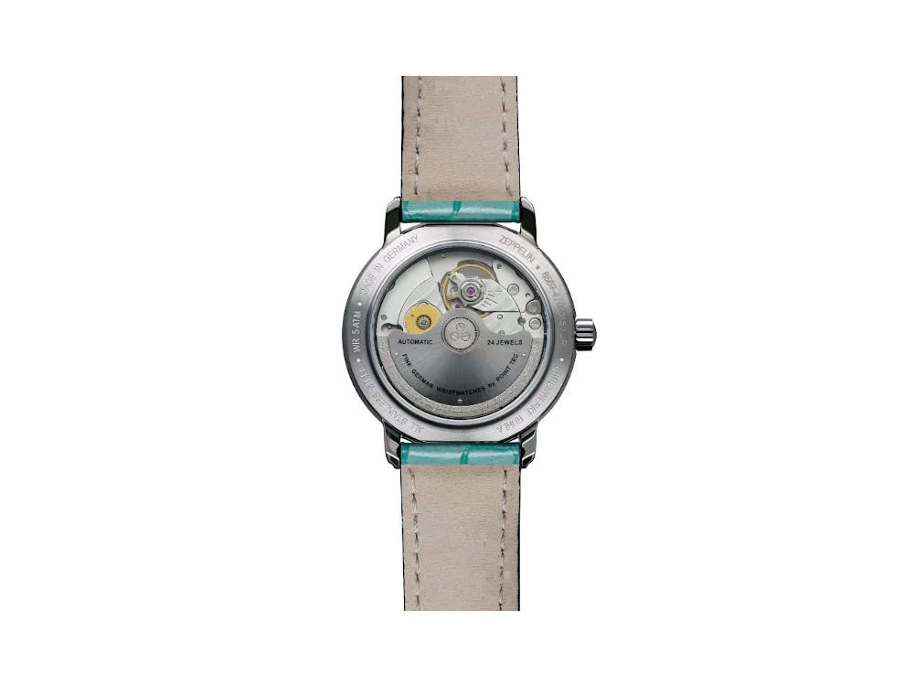 Zeppelin Friedrichshafen Ladies Automatic Watch, Turquoise, 36 mm, 8569-4 - Image 3