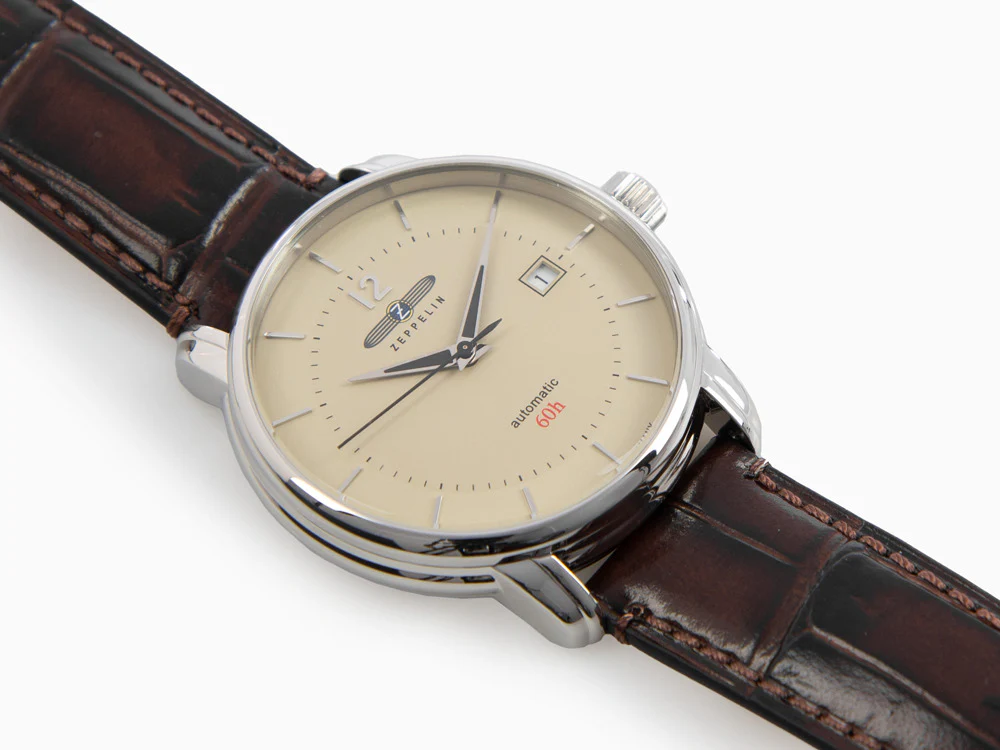 Zeppelin LZ 120 Bodensee Automatic Watch, Beige, 40cm, Leather strap, 8160-5 - Image 8