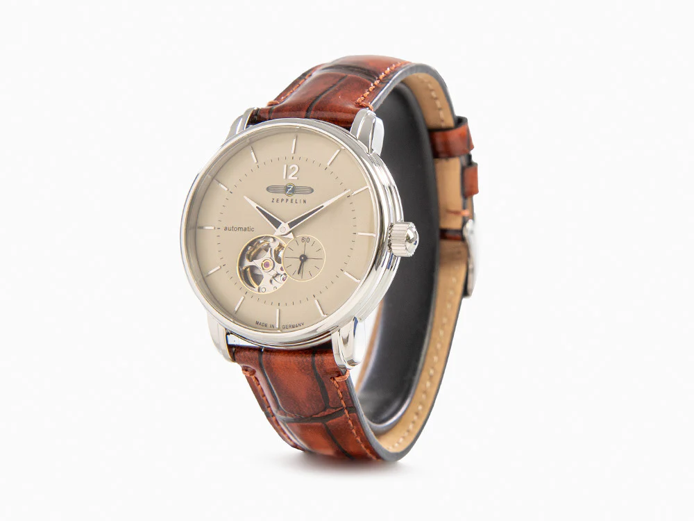Zeppelin LZ 120 Bodensee Automatic Watch, Beige, 40cm, Leather strap, 8166-1 - Image 4