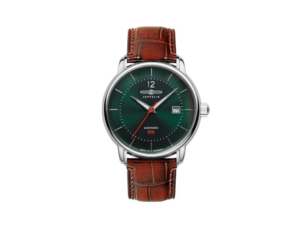 Zeppelin LZ 120 Bodensee Automatic Watch, Green, 40cm, Leather strap, 8160-4 - Image 2