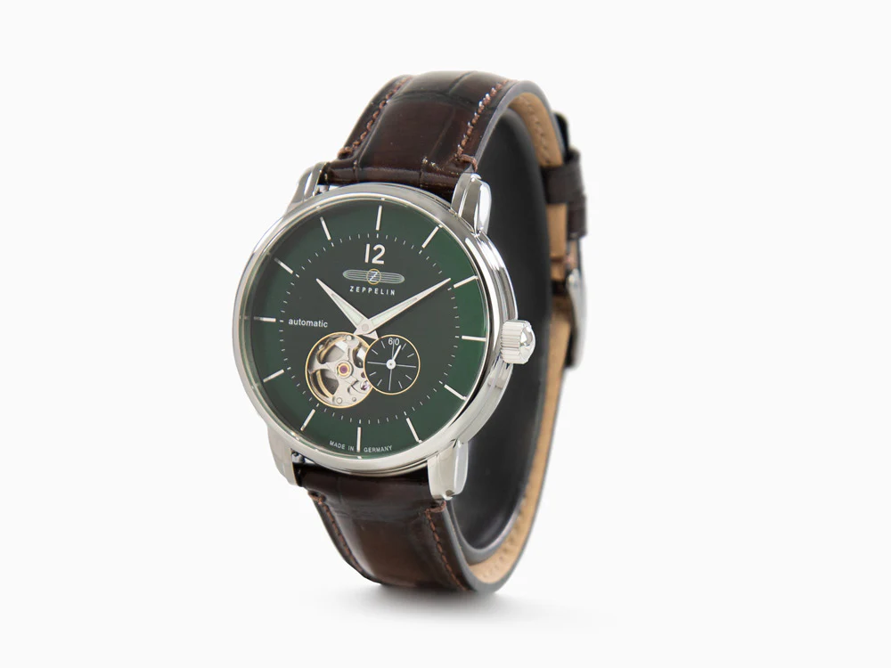 Zeppelin LZ 120 Bodensee Automatic Watch, Green, 40mm, Leather strap, 8166-4 - Image 4