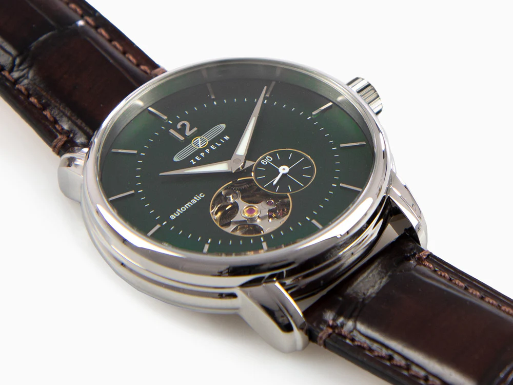 Zeppelin LZ 120 Bodensee Automatic Watch, Green, 40mm, Leather strap, 8166-4 - Image 8