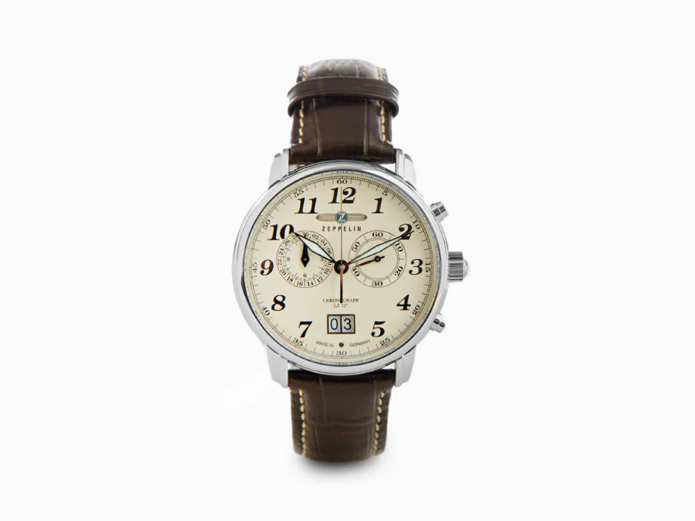 Zeppelin LZ 127 Graf Zeppelin Quartz Watch, Beige, 40 mm, Chronograph, 7684-5 - Image 2