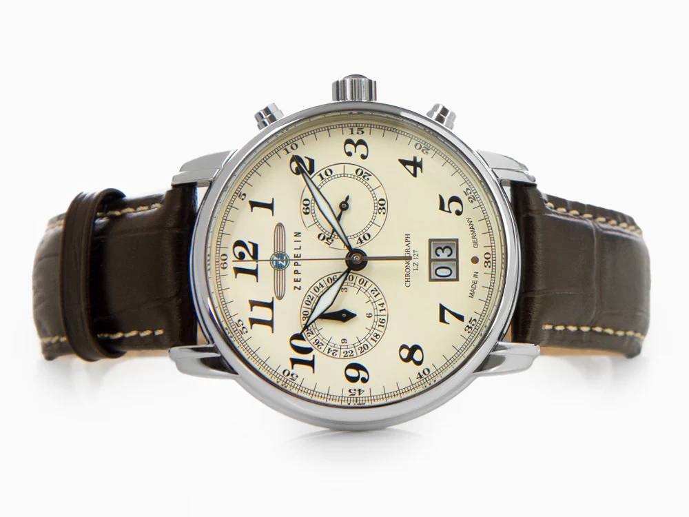 Zeppelin LZ 127 Graf Zeppelin Quartz Watch, Beige, 40 mm, Chronograph, 7684-5 - Image 7