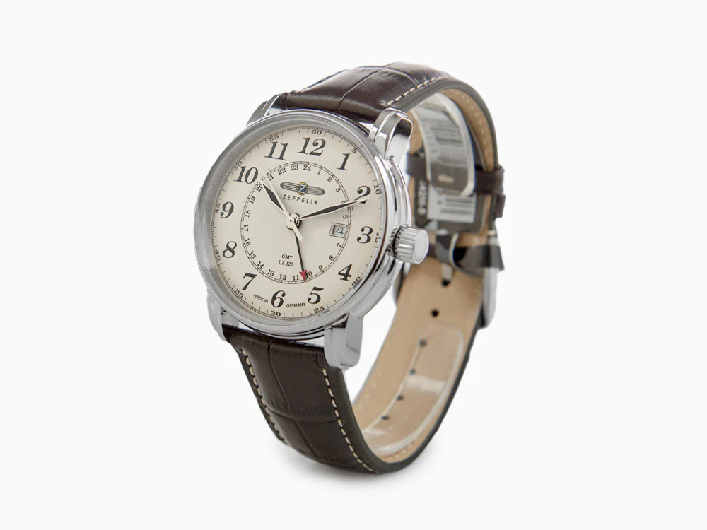 Zeppelin LZ 127 Graf Zeppelin Quartz Watch, Beige, 42 mm, GMT, 7642-5 - Image 4