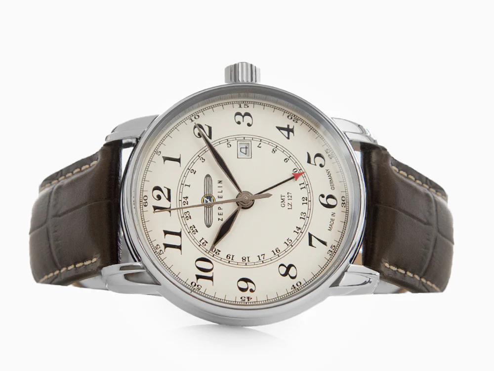 Zeppelin LZ 127 Graf Zeppelin Quartz Watch, Beige, 42 mm, GMT, 7642-5 - Image 7