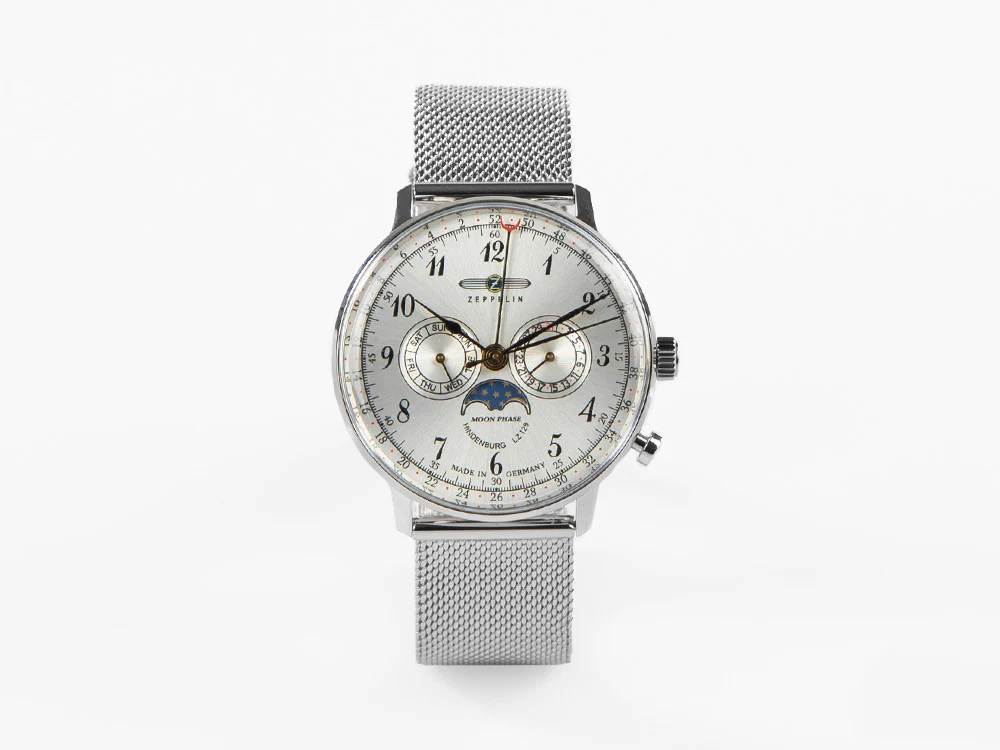 Zeppelin LZ 129 Hindenburg Moonphase Quartz Watch, 40 mm, Mesh strap, 7036M-1 - Image 2