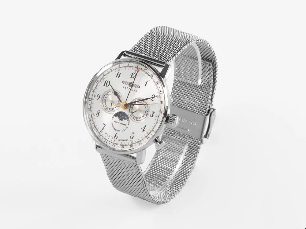 Zeppelin LZ 129 Hindenburg Moonphase Quartz Watch, 40 mm, Mesh strap, 7036M-1 - Image 4