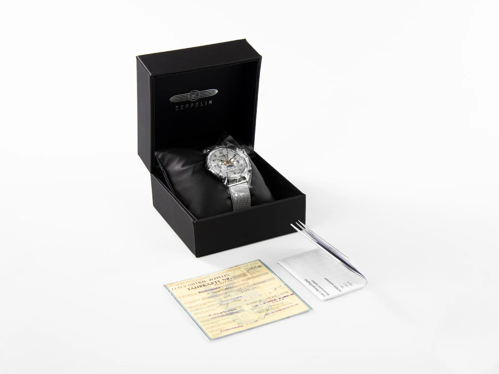 Zeppelin LZ 129 Hindenburg Moonphase Quartz Watch, 40 mm, Mesh strap, 7036M-1 - Image 8