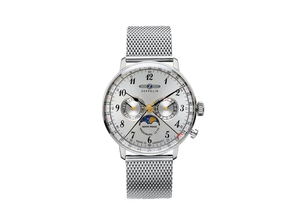 Zeppelin LZ 129 Hindenburg Moonphase Quartz Watch, 40 mm, Mesh strap, 7036M-1 - Image 9