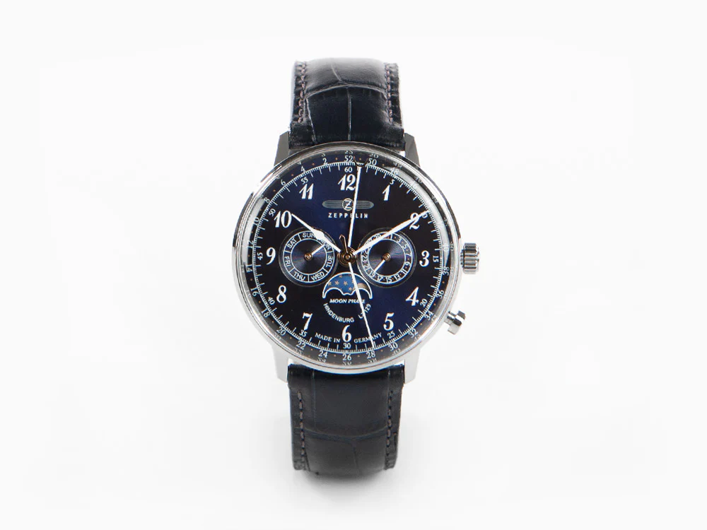 Zeppelin LZ 129 Hindenburg Moonphase Quartz Watch, Blue, 40 mm, 7036-3 - Image 2