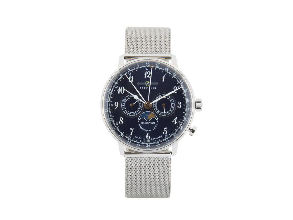 Zeppelin LZ 129 Hindenburg Moonphase Quartz Watch, Blue, 40 mm, 7036M-3 - Image 2