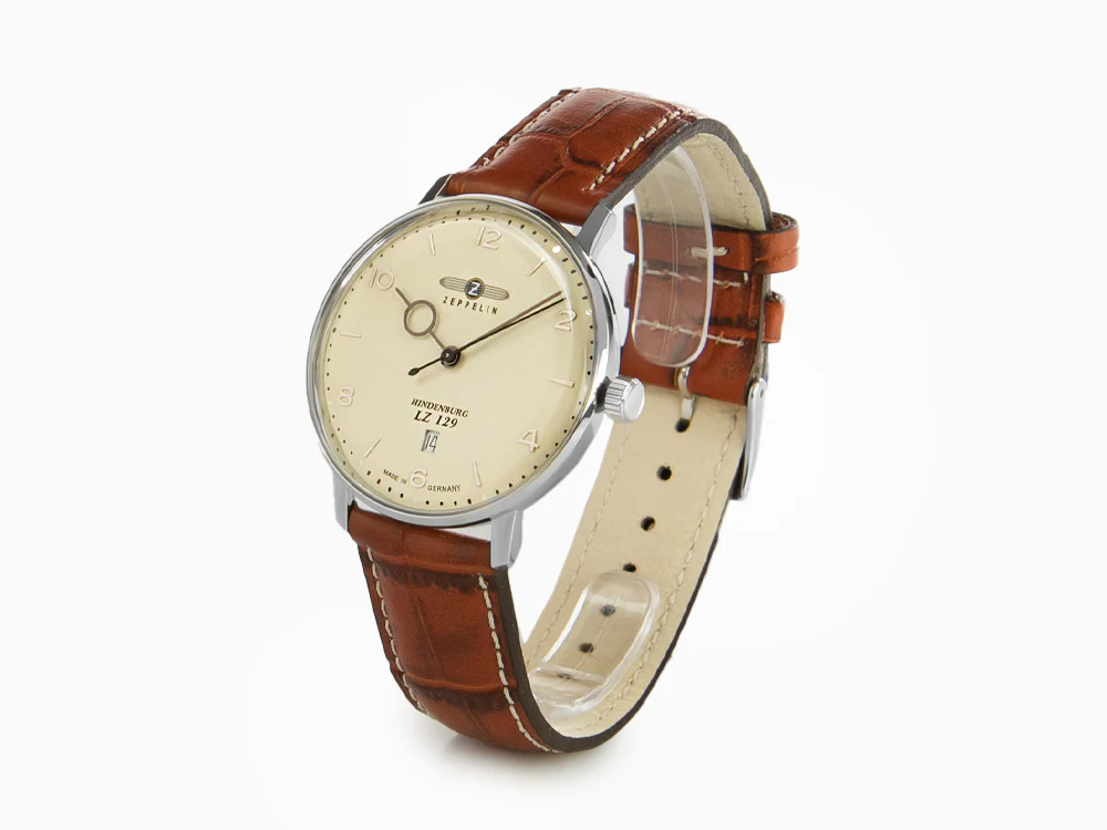 Zeppelin LZ 129 Hindenburg Quartz Watch, Beige, 40 mm, Day, Leather, 8042-5 - Image 4