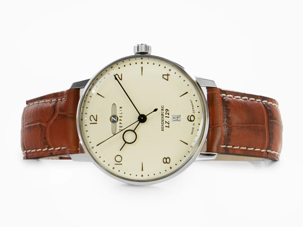 Zeppelin LZ 129 Hindenburg Quartz Watch, Beige, 40 mm, Day, Leather, 8042-5 - Image 7