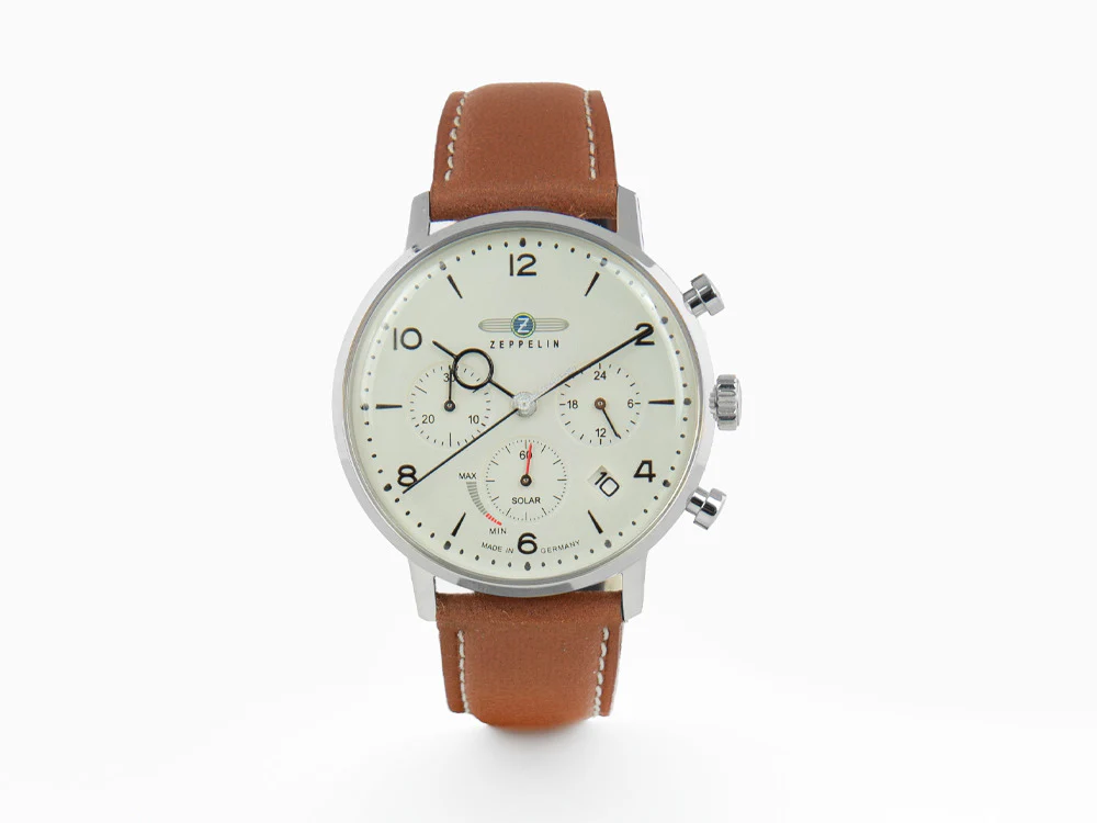 Zeppelin LZ 129 Hindenburg Quartz Watch, Beige, 41 mm, Day, Leather, 8086-5n - Image 2