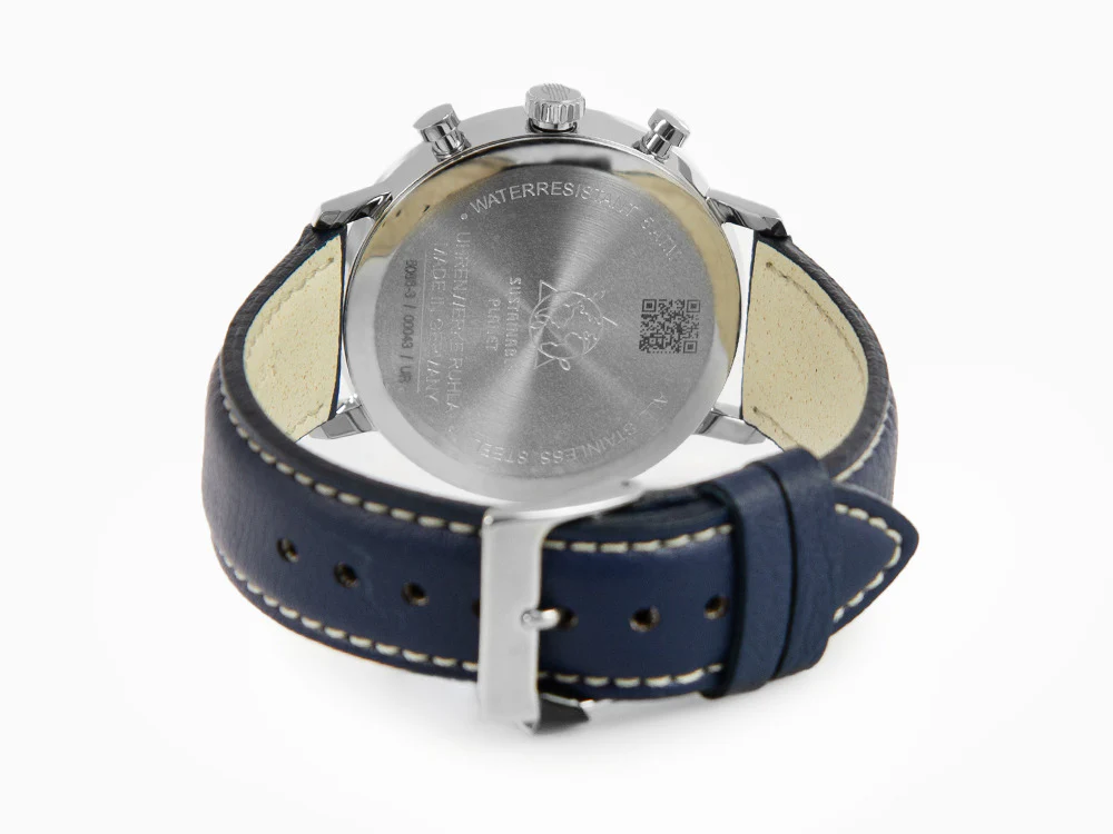 Zeppelin LZ 129 Hindenburg Quartz Watch, Blue, 41 mm, Day, Leather, 8086-3n - Image 3