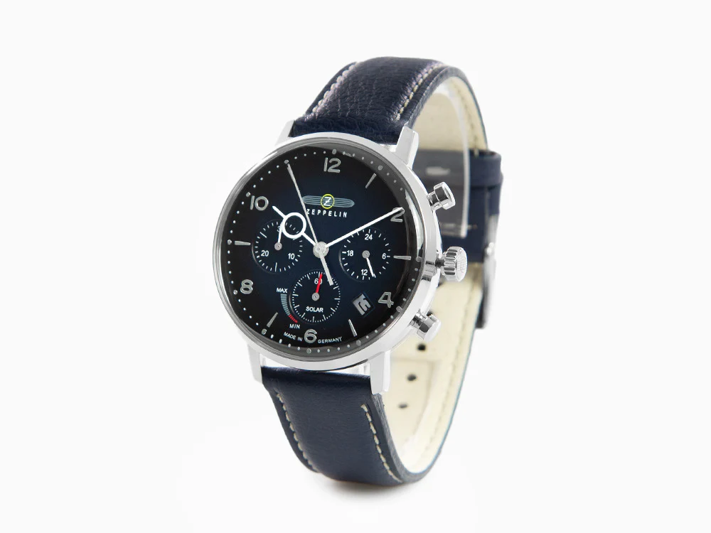 Zeppelin LZ 129 Hindenburg Quartz Watch, Blue, 41 mm, Day, Leather, 8086-3n - Image 4